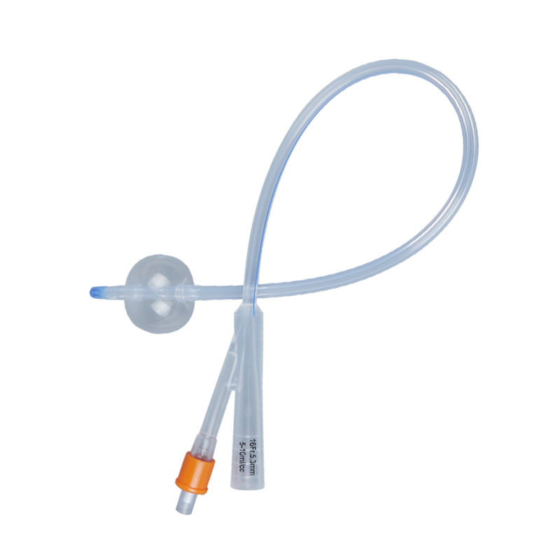 2-Way or 3-Way Disposable Medical 100% Silicone Foley Catheter with Temperature Probe 7