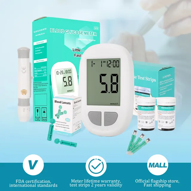 Advanced Glucometer Blood Glucose Meter With Blood Lancet And Strips