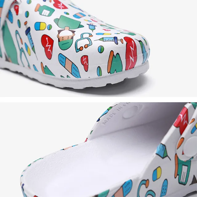 Anti-Slip Breathable Breathable Cartoon Print Closed-Toe Design EVA Nursing Shoes for Hospital Workers 6