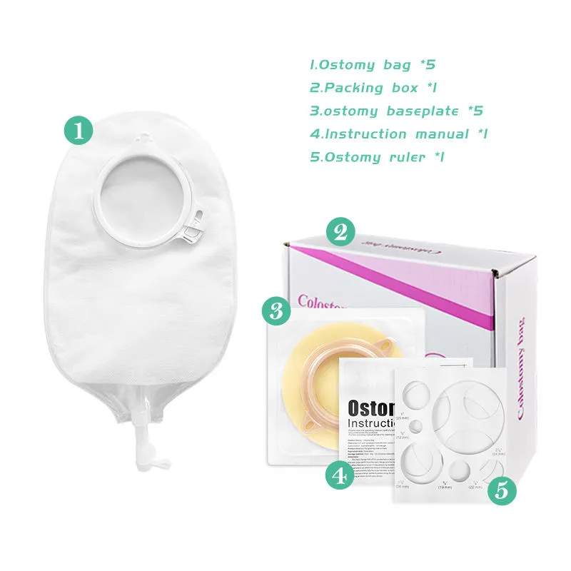 Disposable Clear CE Certified Medical Use Urostomy Bags with Baseplate 3