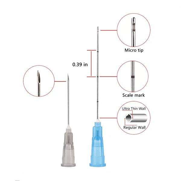 Full Size Sterile Blunt Pre-bent Needle for Dental Dental Syringe Dispensing Tips Pre-curved Dermal Hypodermic Filler Cannula 3