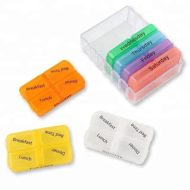 Pill Case weekly 7 Days Container Splitters Tablet Dispenser 28 Grids Drawer Pull Portable Travel Pill Box