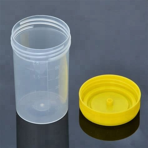 Disposable sterile plastic medical cup urine cup hospital urine collection container with screw cap