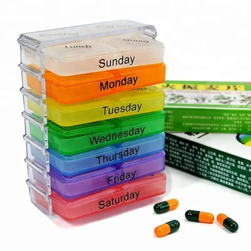 Pill Case weekly 7 Days Container Splitters Tablet Dispenser 28 Grids Drawer Pull Portable Travel Pill Box 6