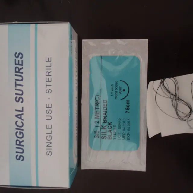 Disposable medical non-absorbable sterile silk braided surgical suture/sutures