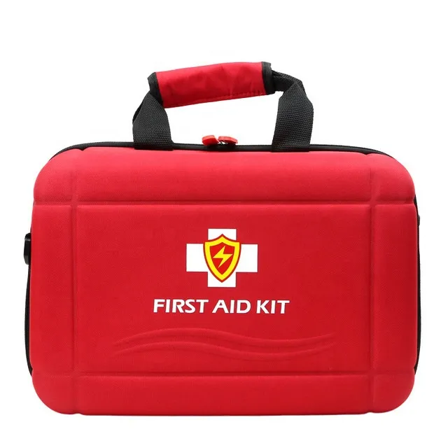 CE FDA ISO handle zipper EVA red portable travel car first aid kit bag
