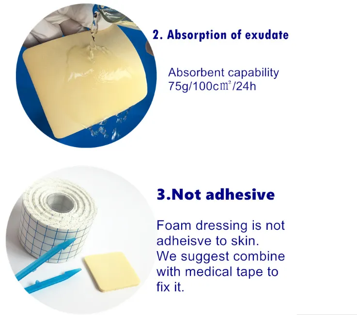 Non-Adhesive Soft Highly Absorbent Polyurethane Foam Wound Dressing 5