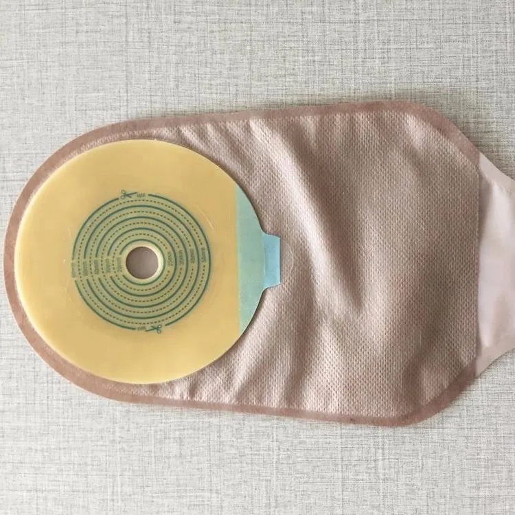 One piece open type colostomy bag with clip