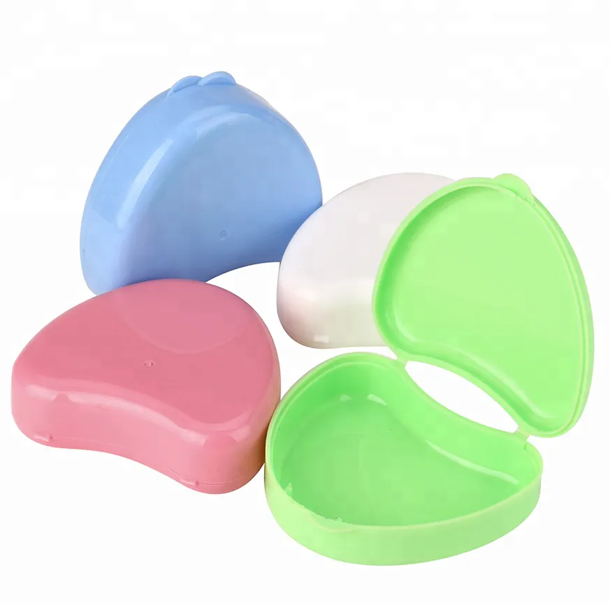 Heart shape False Teeth Box Storage Case Rinsing Basket Denture bath box case