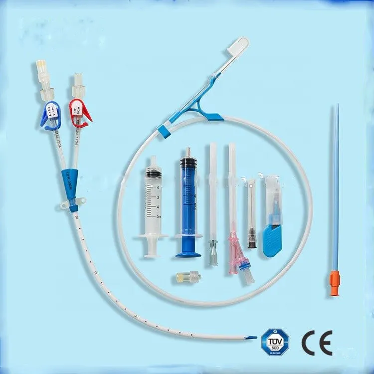 Disposable Stainless steel guide wire Double-lumen Hemodialysis Catheter Kits 2