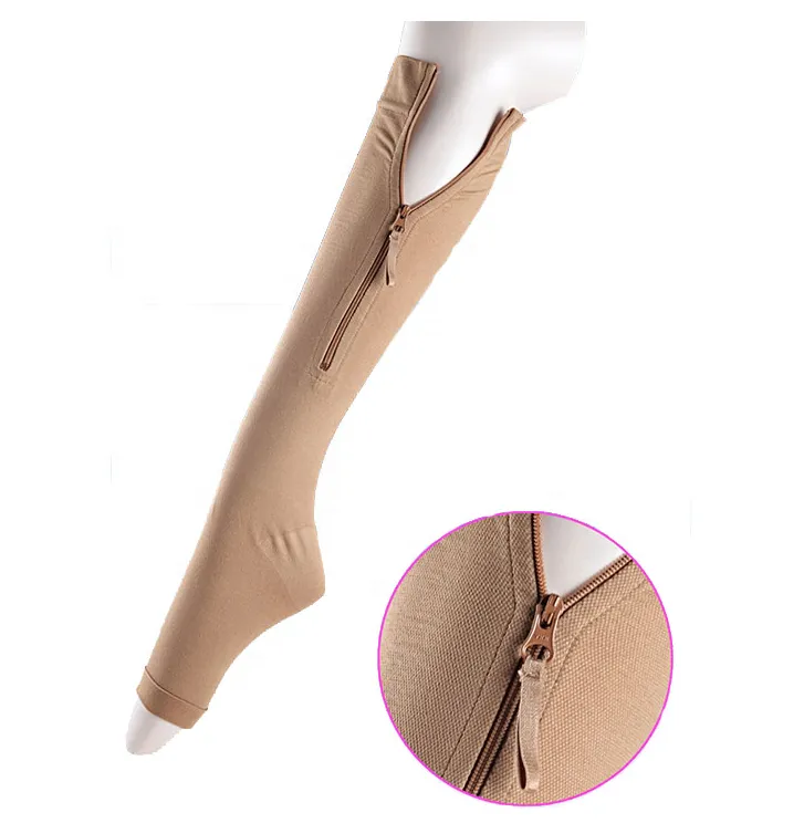 Medical customized graduated 20-30mmHg black compression stocking with zipper 2