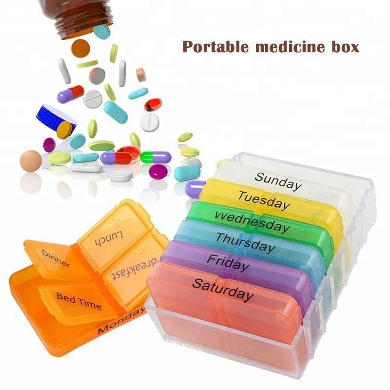 Pill Case weekly 7 Days Container Splitters Tablet Dispenser 28 Grids Drawer Pull Portable Travel Pill Box 3