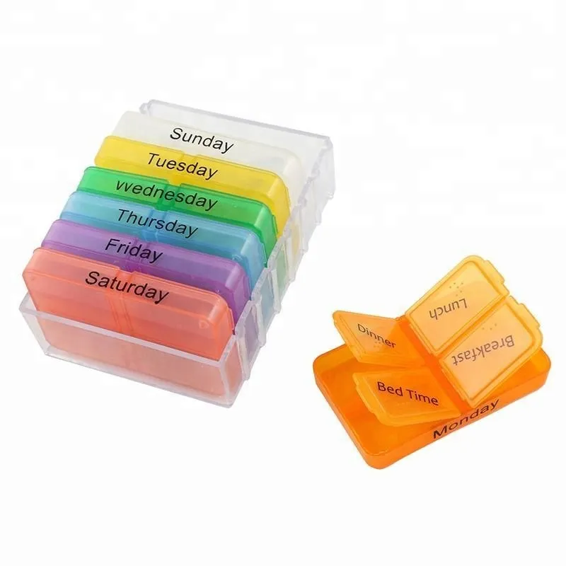Pill Case weekly 7 Days Container Splitters Tablet Dispenser 28 Grids Drawer Pull Portable Travel Pill Box 2