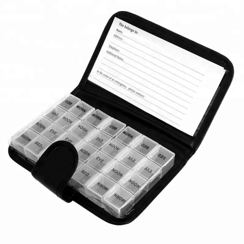 PU 28 pill box 7 days pill case leather travel pill organizer 6