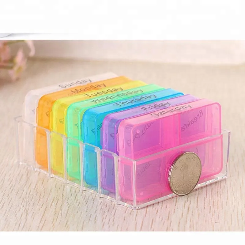 Pill Case weekly 7 Days Container Splitters Tablet Dispenser 28 Grids Drawer Pull Portable Travel Pill Box 5