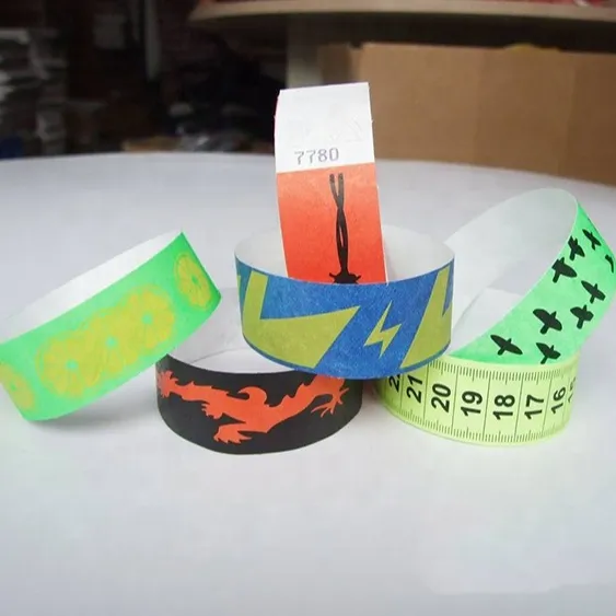 Paper fancy ID Bracelets colorful disposable Entrance Bar code Bracelets ID wristband