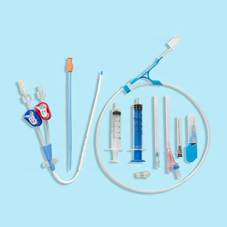 Disposable Stainless steel guide wire Double-lumen Hemodialysis Catheter Kits 4