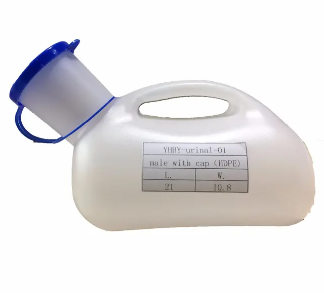 Disposable medical 1000 ml male plastic urinal with cap/cover
