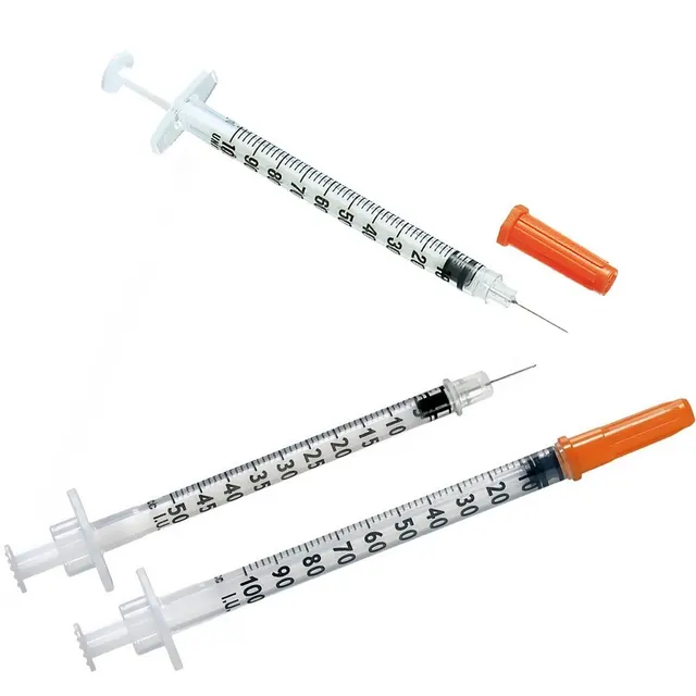 Disposable Orange Cap Insulin Syringe With needle