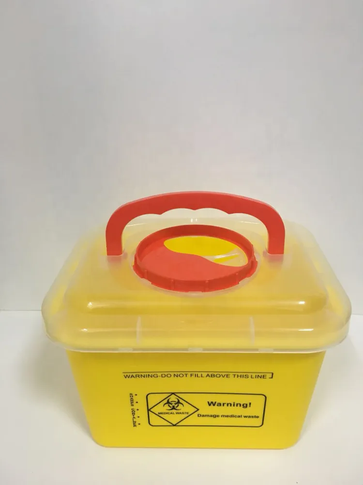 Hospital biohazard medical needle disposable plastic safety sharps container 6