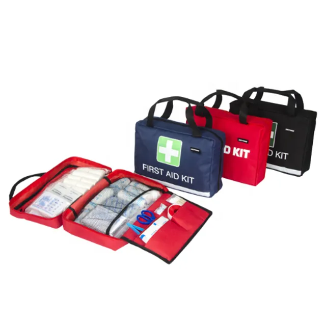 Portable travel first aid kit with handle