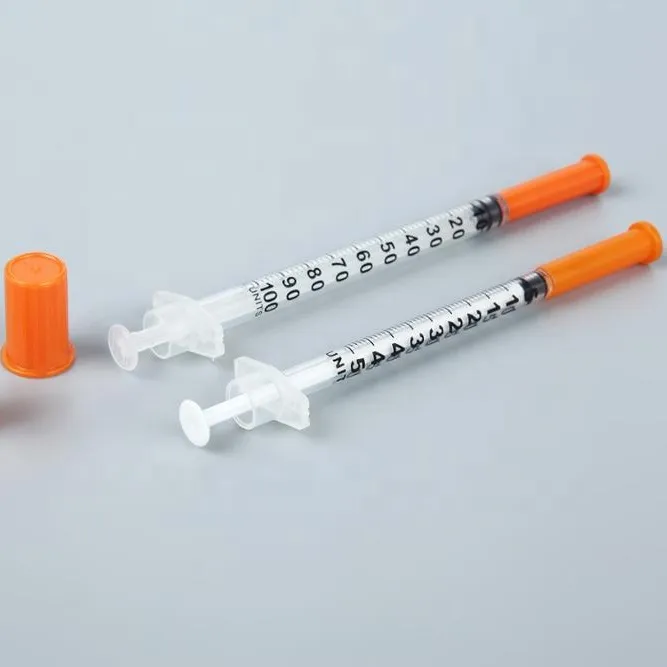 Disposable Orange Cap Insulin Syringe With needle 2