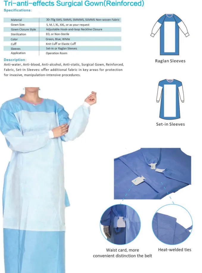 Tri-anti-effects reinforced surgical gown 2