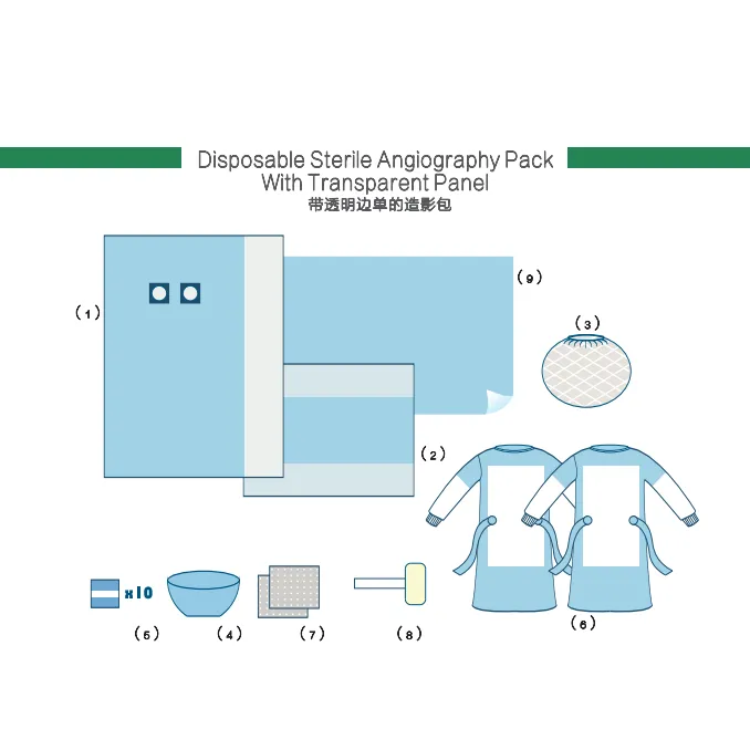 Disposable Sterile Surgical Angiography drape Pack with Transparent Panel 4
