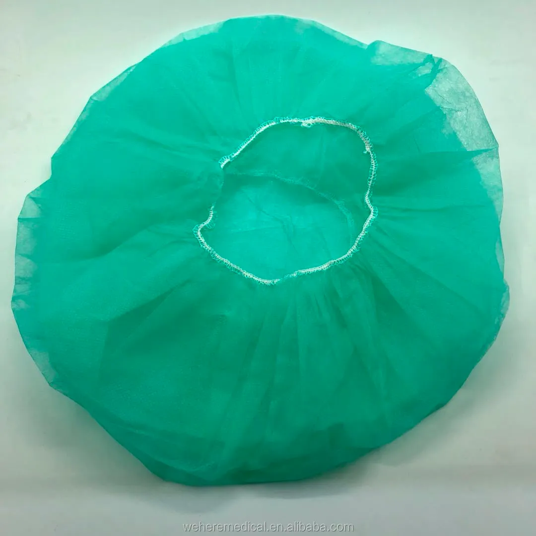 Disposable Non woven PP Bouffant Nurse Caps Green 6