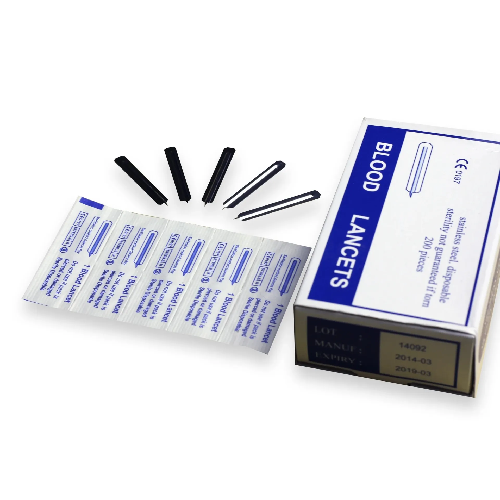 Disposable sterile stainless steel blood lancet with CE,ISO 7