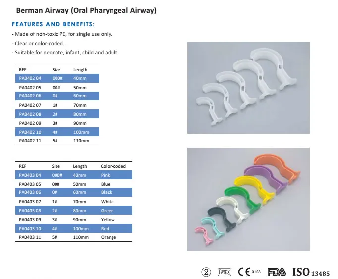 Medical Oral-Pharyngeal Airway / Berman airway 2