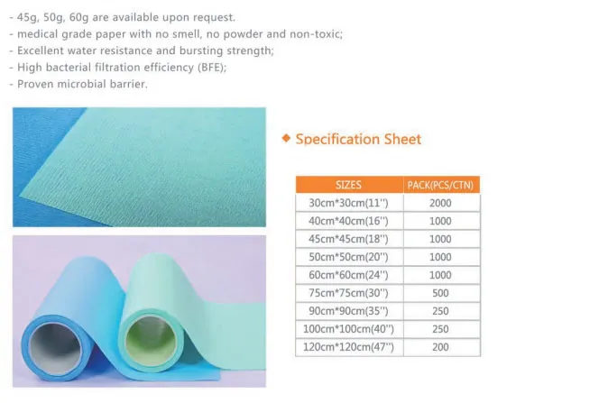 medical crepe wrapping paper