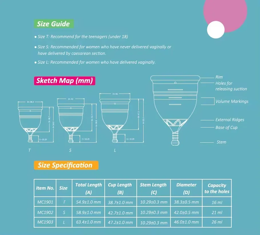 Recyclable silicon menstrual cup for women 10