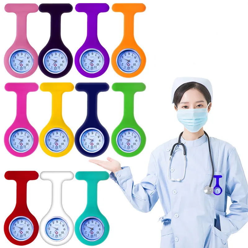 Promotional Portable Gift Rubber Silicone Doctor Digital Clip-On Pocket Medical Watch Clip Brooch Nurse Breast Watch 7